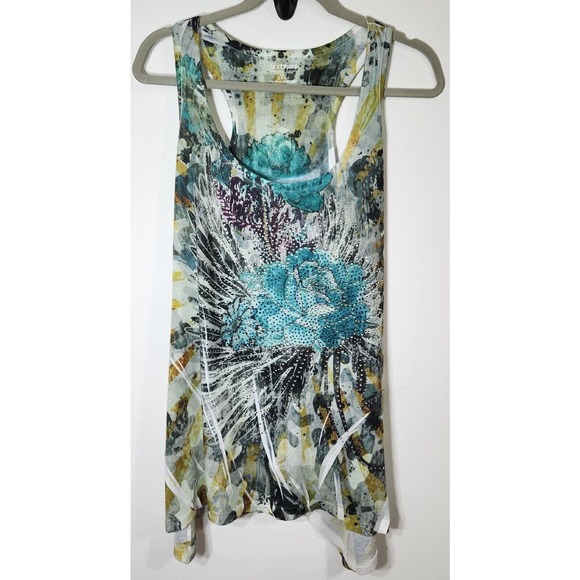 Lane Bryant Tops - Lane Bryant Women's Top Size‎ 14/16 Floral Rhinestone Asymmetrical Hem Tunic
